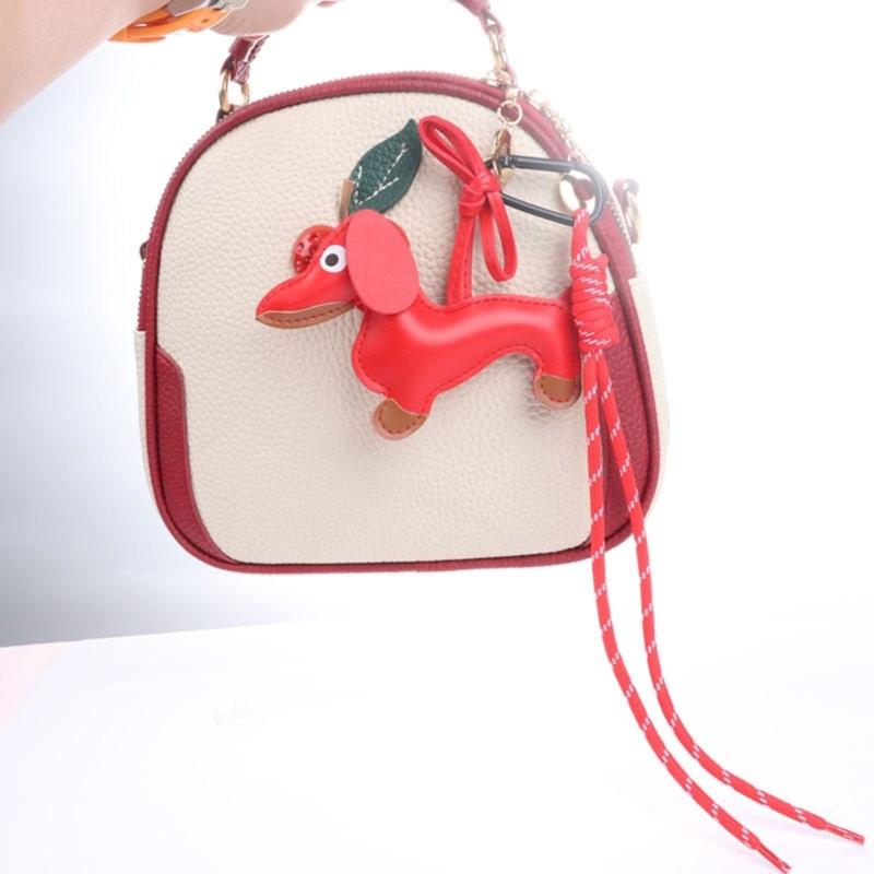 Vintage Brelok z Psem Jamnikiem Unikalne Style Wytrzymałe Materiały PU Elegancka Zawieszka do Dekoracji Torby i Kluczy Codzienne Użytkowanie