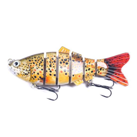 6Pcs Artificial Lures with Treble Hook Realistic Looking Bright Color Multi Jointed Swimbait Hard Lures Fishing Tackle