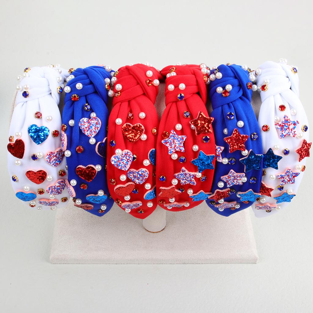 Fashion USA Independence Day Headbands for Girls Star Hairbands Glitter Heart Headbands Girls Women Party Hair Accessories