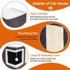 Cat Houses for Indoor Cats,Large Cat Bed Cave with Scratch Pad and Fluffy Ball, Foldable Cat Condo Hideaway