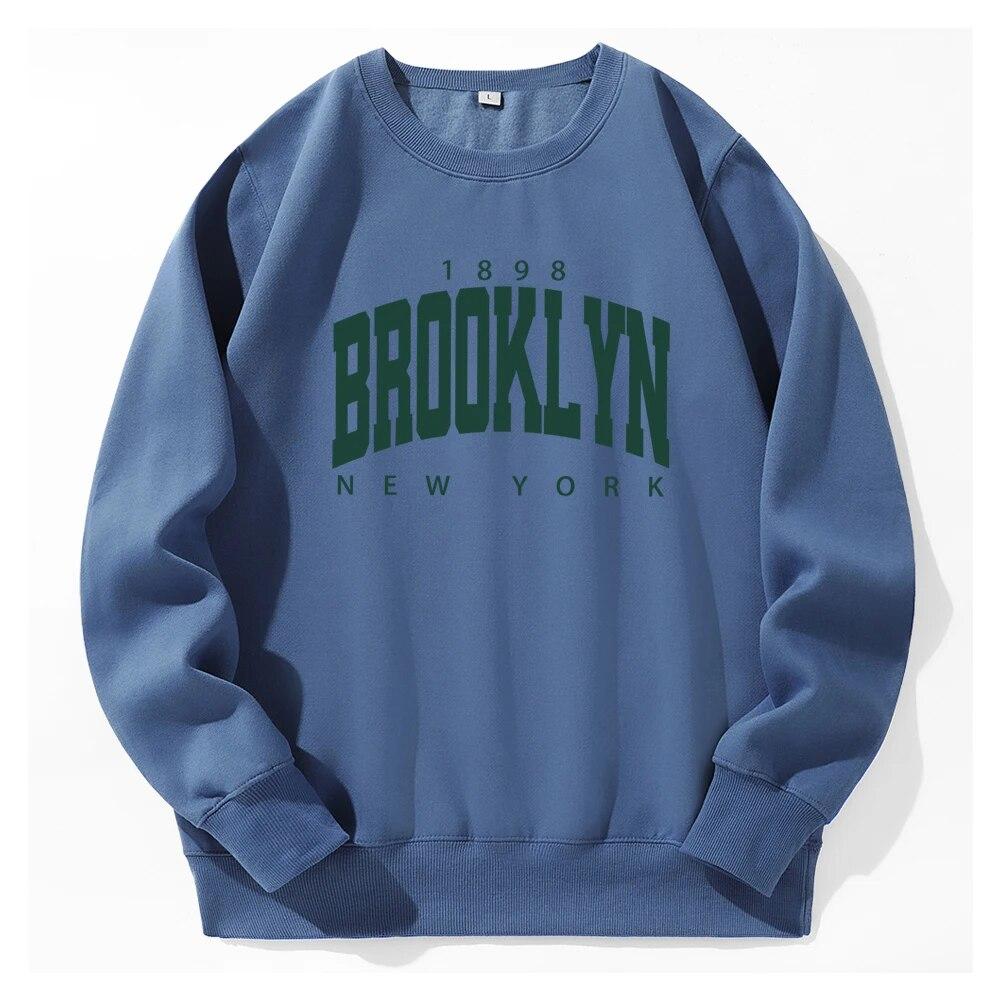 Brooklyn 1898 New York Letter Print Unisex Fleece s kapucí Měkký teplý svetr Móda Klasické Mikiny Sportovní Originální Mikiny s kapucí do O-Neck