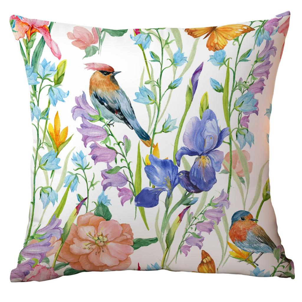 New Spring Plant Flower and Bird Print Pillowcase Home Sofa Cushion Pillowcase