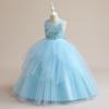 Kids Dresses For Girls Lace Dress Embroidered Gown Princess Clothes Children Formal Evening Party Flower Wedding Vestidois