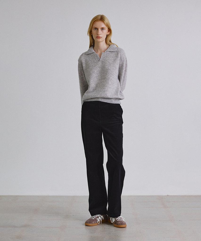 STEP AROUND Corduroy Belted Straight Pants_Black