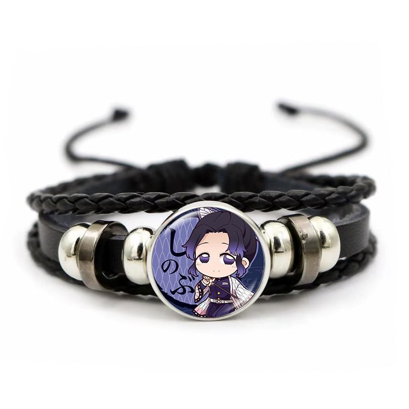 Anime Peripherie Demon Slayer Geflochtenes Armband Kamado Nezuko Zeitjuwel Glas Handgefertigt Ledergeflecht Paar-Armbänder