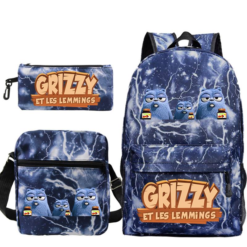 Printed primary and secondary school students backpack shoulder bag pencil bag three-piece combination