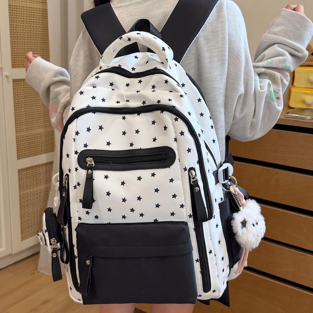 Schoolbag Large Capacity Lightweight Backpack Korean Edition ins Junior High School Student Burden Reduction Ridge Protection School Bag Women's Niche