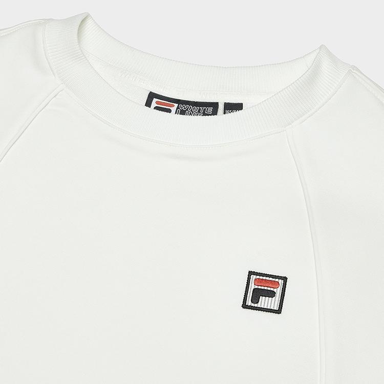 FILA Solid Color Crew Neck Pullover Sweatshirt Women tops Cotton-Candy-White F11W349220F-IV