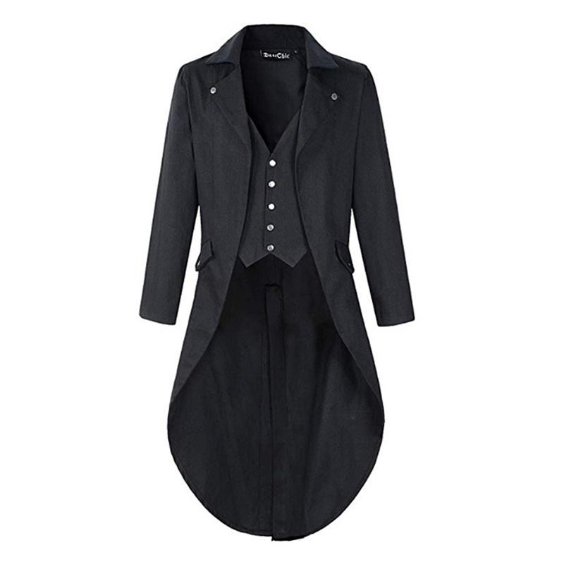 

Мужской длинный рукав Хэллоуин Карнавальная куртка Пальто Средневековый смокинг Костюмы для косплея 3XL чёрный