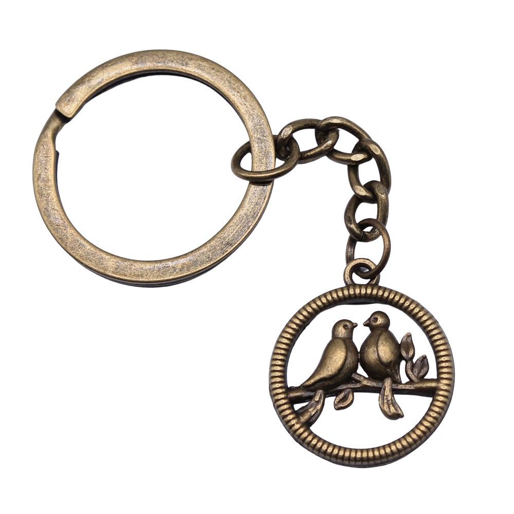 Pfauen Emaille Charms Eulen Schlüsselanhänger Vogel Anhänger Schlüsselring 28mm