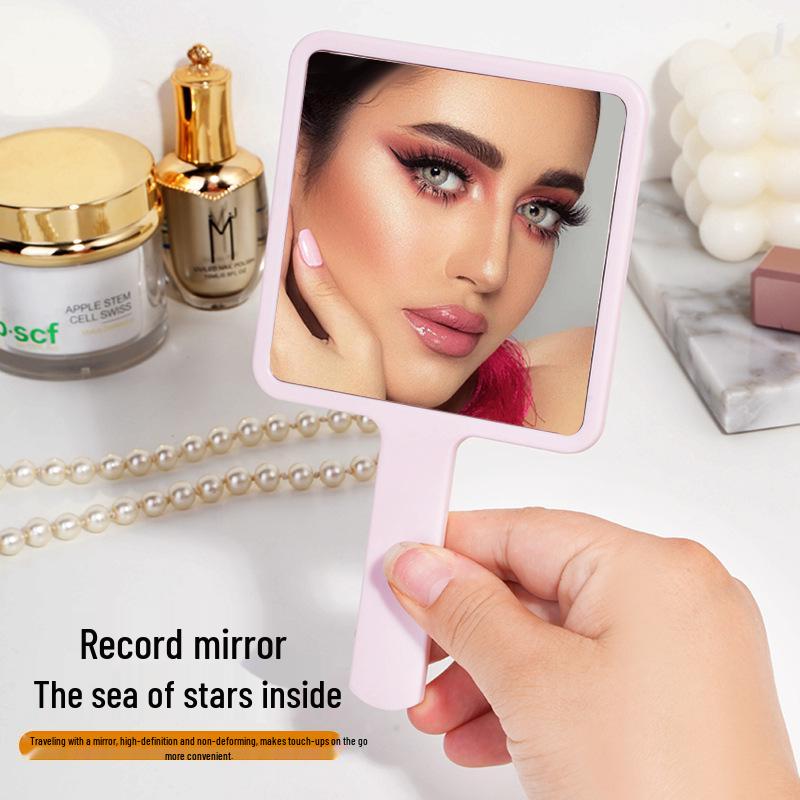 Portable High-Definition Handheld Cosmetic Mirror - Customizable Plastic Makeup Mirror Gift