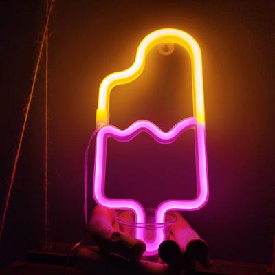 LED Neon Light Creative Shape USB/Battery Operated Flicker Free Ice Cream Neon Sign Lamp Wall Art Decoration