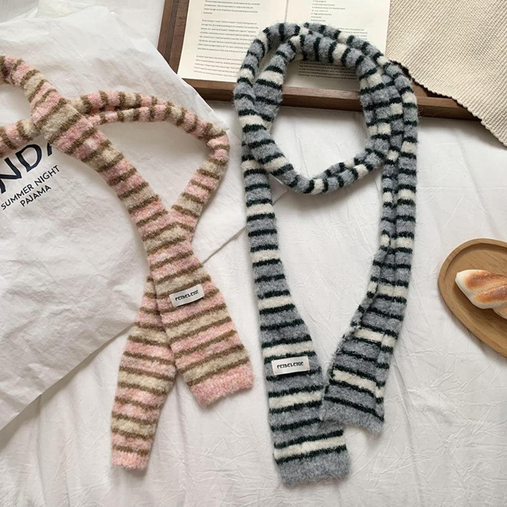 Collocation Clothing Accessories Y2K Striped Scarf Y2K Style Knitted Shawl  Outdoor