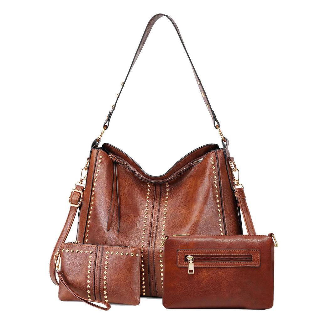 2022 Women's PU Handbag Set: European & American Style Crossbody and Shoulder Bag Trio