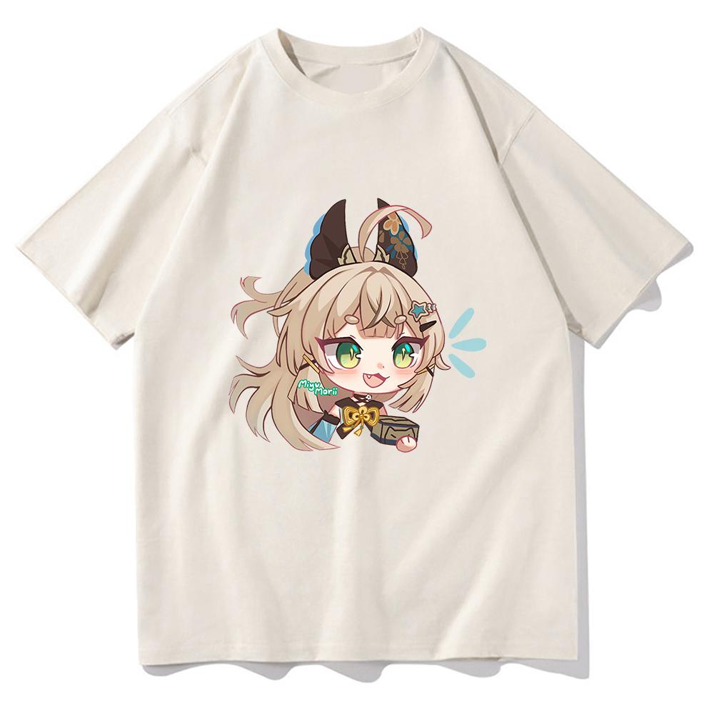 

Футболка Genshin Impact Gorou Kirara унисекс Harajuku эстетические забавные футболки с рисунком Kawaii унисекс аниме большие хлопковые футболки песочного цвета