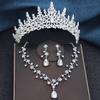 3Pcs Sets Princess Crown Bridal Jewelry Sets for Women Tiaras and Choker Necklace Earrings Wedding Dress Bride Jewelry Set