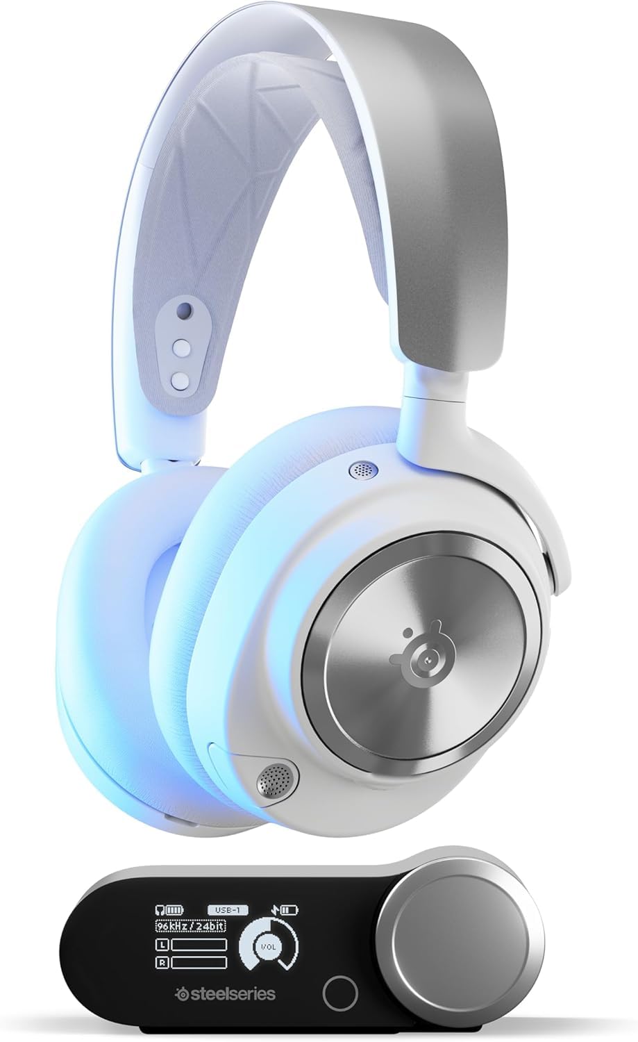 

SteelSeries Arctis Nova Pro Wireless PS Gaming Headphones for Audio with Active Noise Compatible with and White Headset, White, Lightweight, Wireless,