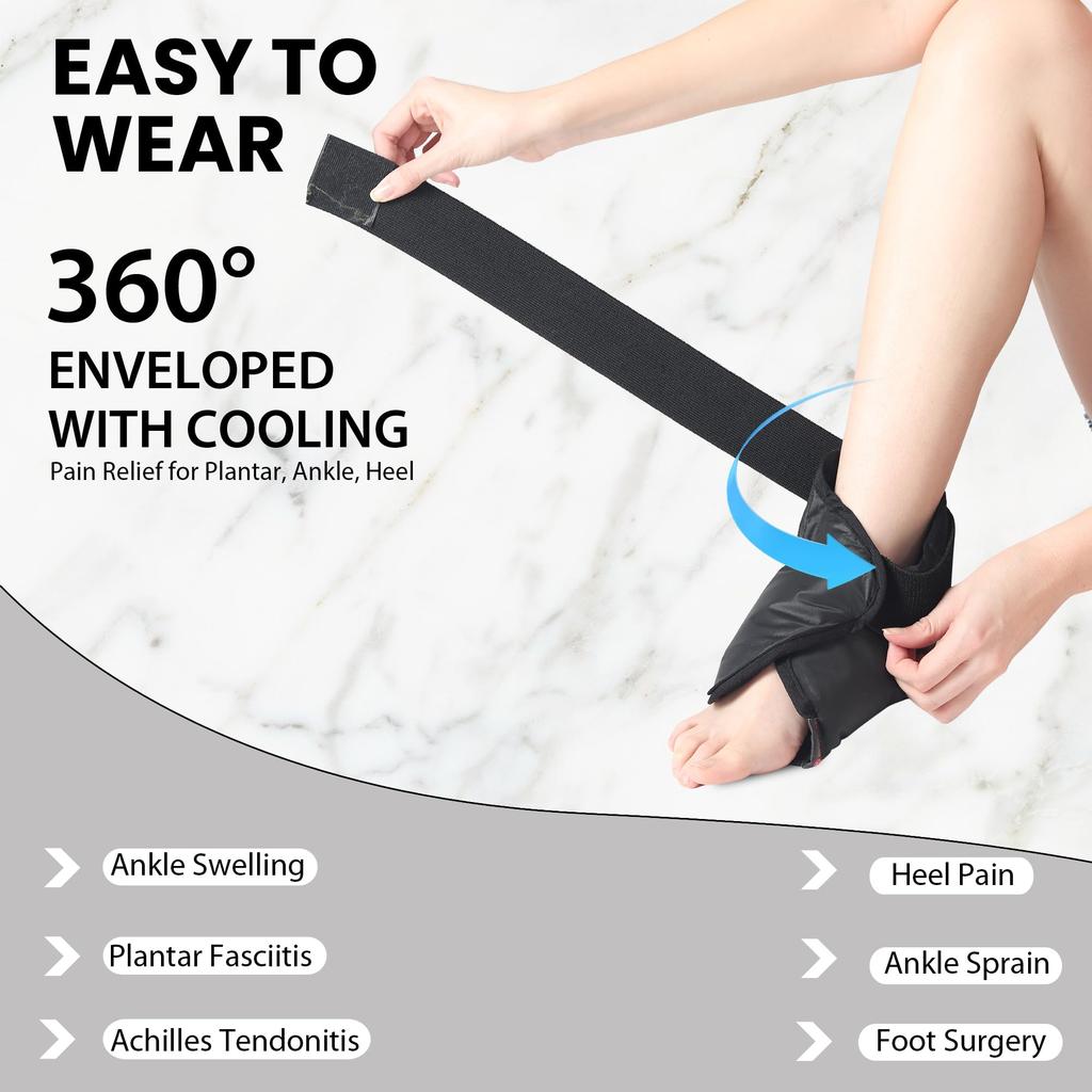 SandPuppy AnkleCool - Reusable Ice Pack Wrap for Ankle and Heel Pain Relief, Reusable Cold Compress for Ankle Sprains, Swelling,Sports Injury, Ac