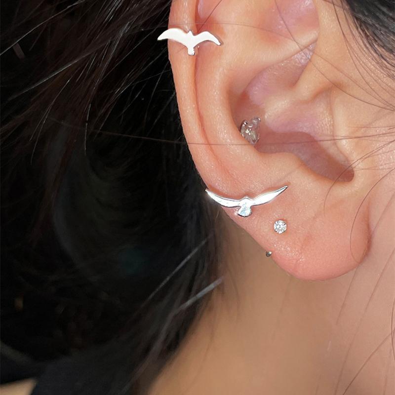Orecchini a Bottone Gabbiano Personalità per Donne Coppia Creativi Argento Orecchini Gioielli Regali