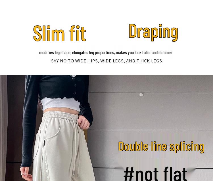 Women's 2024 Fleece-Lined Sports Sweatpants: Drape, Narrow, Slimming Straight, and Wide Leg Styles for Spring & Autumn