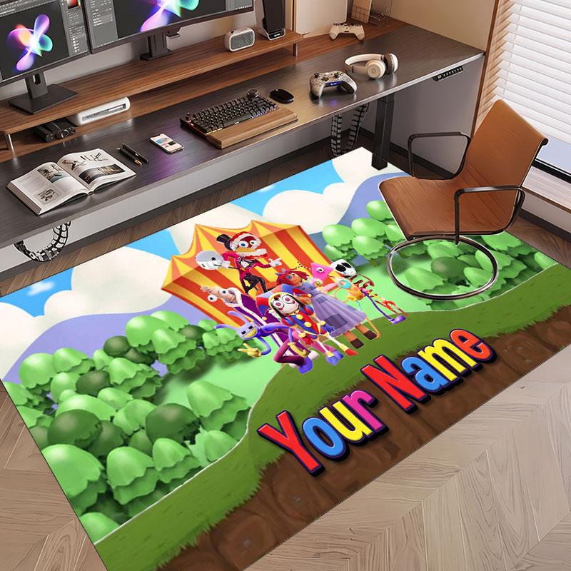 Custom Name Text Crystal Velvet Rug,The Amazing Digital Circus Soft Plush Decorative Non Slip Floor Carpet