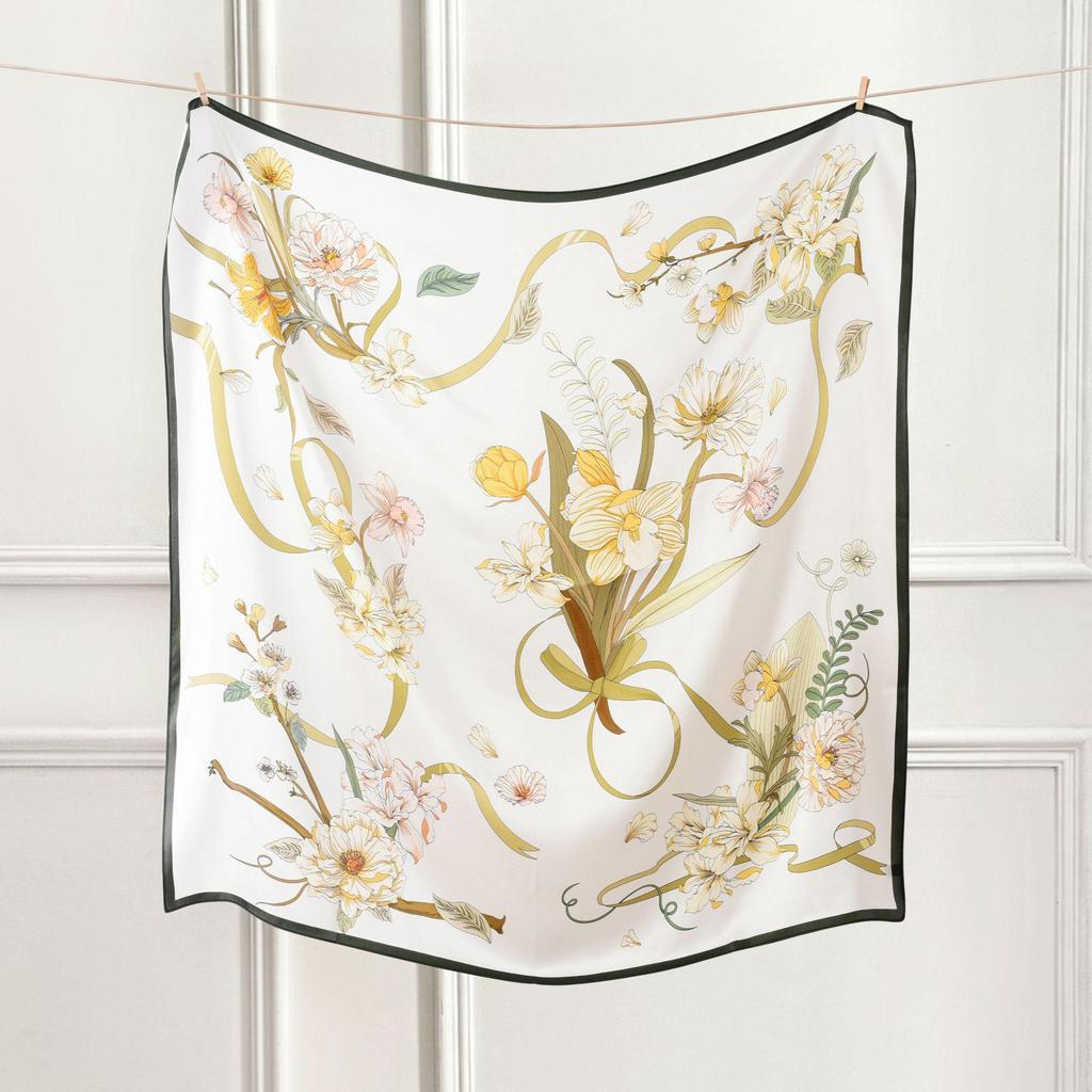 High-Quality Mulberry Silk Crepe Satin Scarf – Large Square, Sun Protection for Spring & Autumn