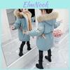 Down Padded Jacket Winter Girls Flower Baby Mid Length Cotton Coat Childrens Hooded Clothes