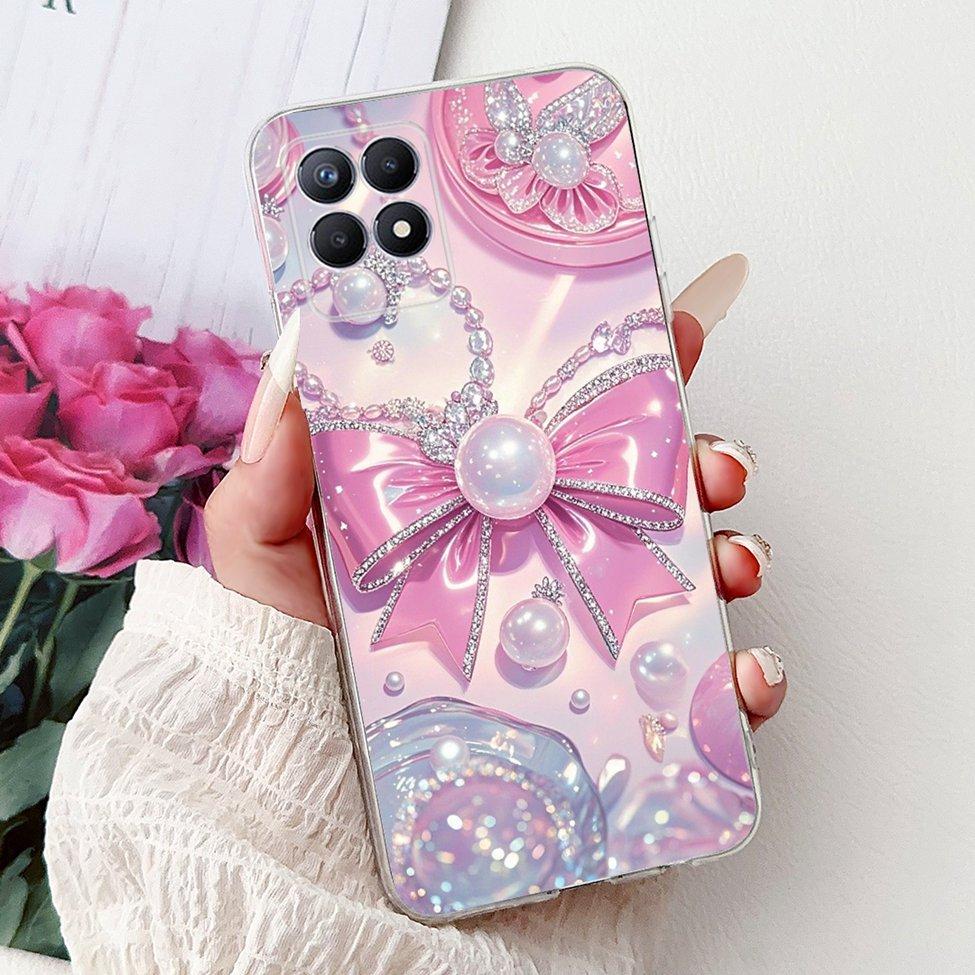 Clear Cover For Realme 8i Case RMX3151 Luxury Butterfly Love Flowers Cool Painted Phone Case For Realme Narzo 50 RMX3286 Cover