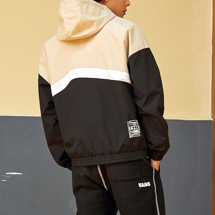 Vans Color-Block Zip-Up Casual Hooded Jacket Men Outerwear Oatmeal VN0A5H8X2N1