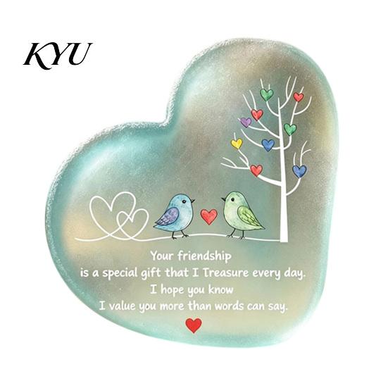 Thoughtful Gratitude Gifts Heart Ornament with Heartwarming Message, Best Friend Decorative Ornaments for Car Keepsake, Acrylic Desk Decoration Women