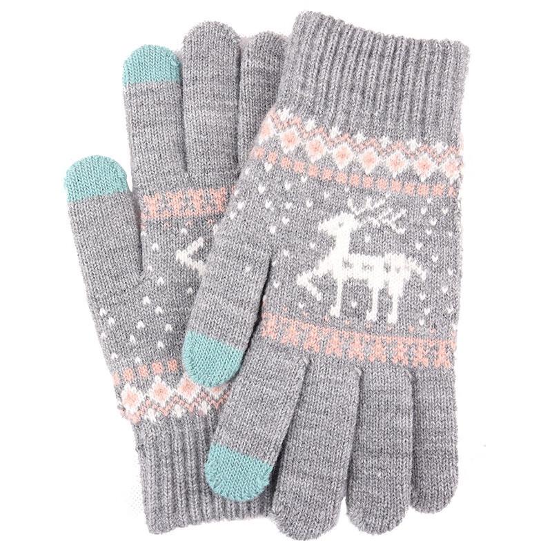 

Women s Winter Fleece-lined Deer Knitted Gloves