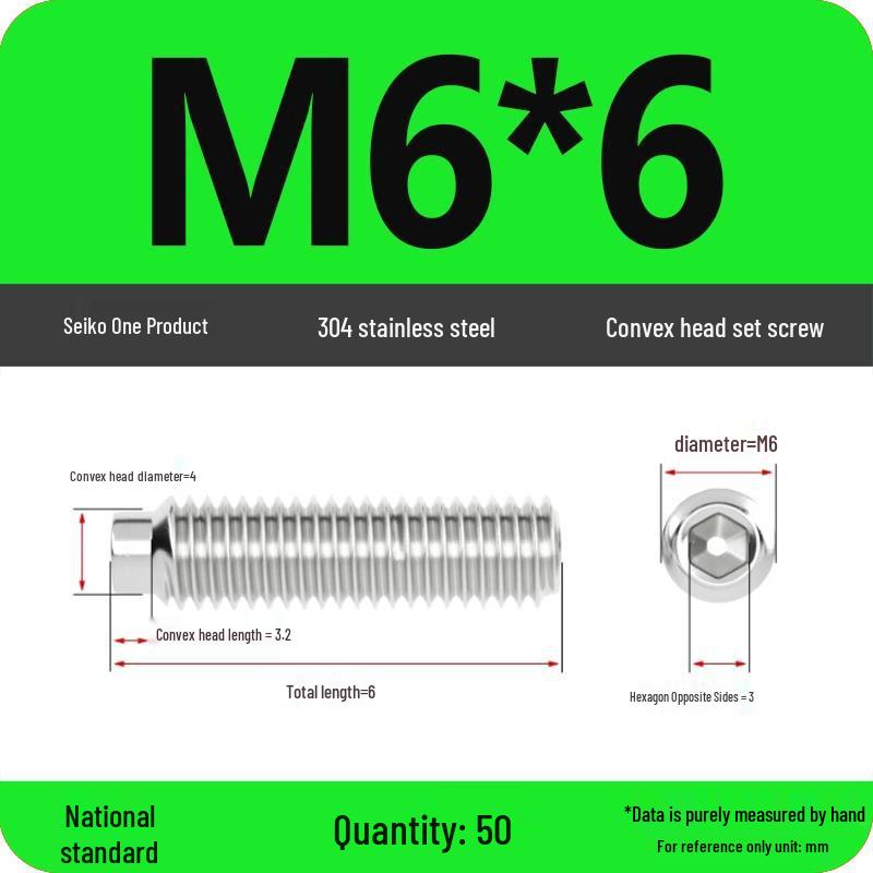 304 Stainless Steel Cup Point Grub Screw - Sizes M3 To M10