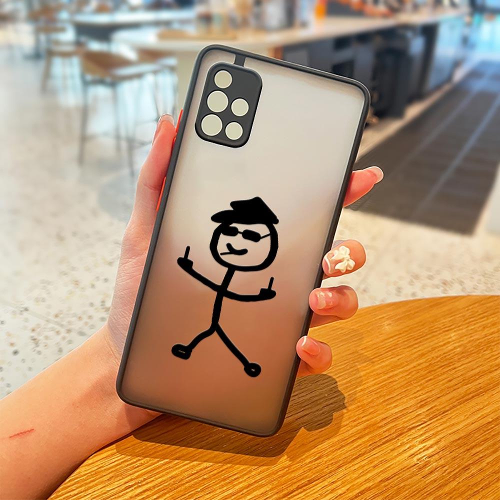 Cute Middle Finger Funny Man Galaxy A53 5G Case For Samsung A52 A52s A13 A14 A21S A23 A32 A33 A51 A71 A73 Phone Case Matte Cover