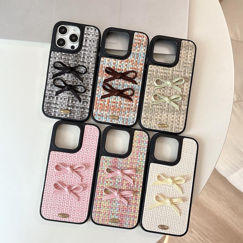Leather Bow for Apple 17promax Mobile Phone Case for IPhone16 High-end 15 Simple 13 Anti-fall 14