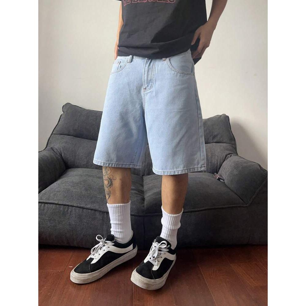 Retro Denimshorts Herr Sommar Nya Lös Casual Mångsidiga Fempunktsbyxor