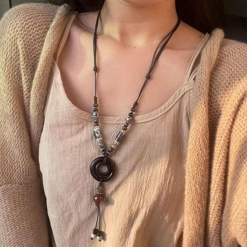 Qingge Ethnic-Style Butterfly Pendant Necklace for Women