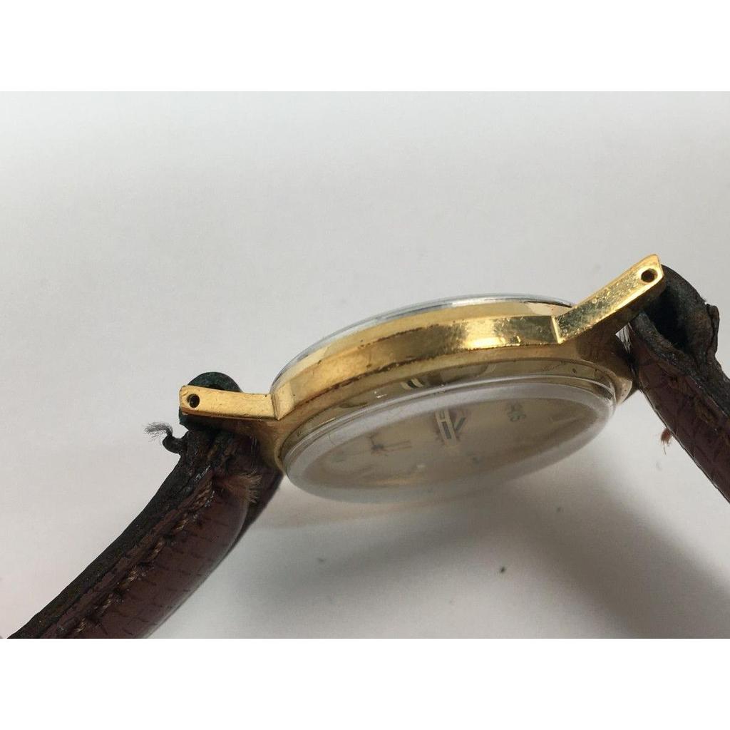 Used D1039 Rare Working Item Oris Vintage Manual Winding Men's Watch 6589 Gold Dial