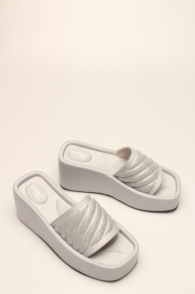 Damenmode Slipper Silberner Satin Stein Slipper