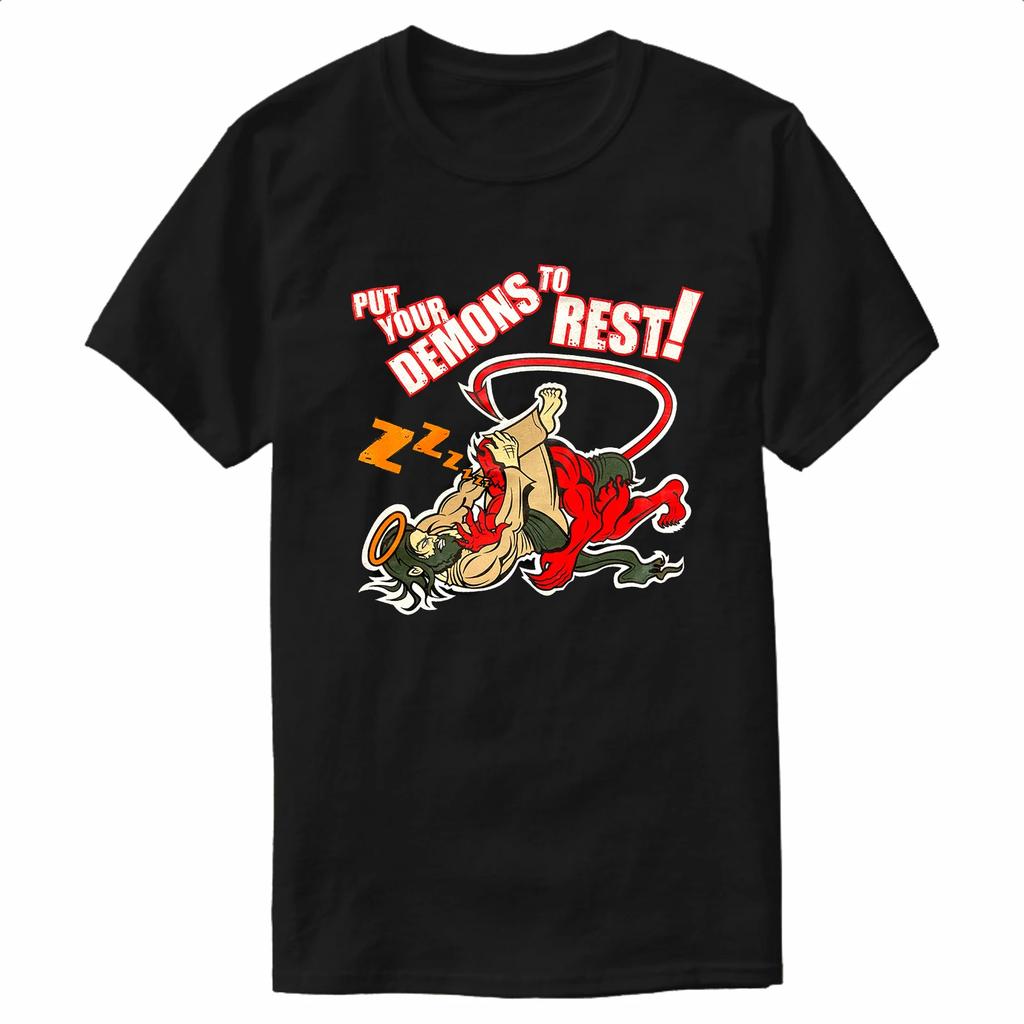 Put Your Demons To Rest. Funny Christian Jesus MMA Combat T-Shirt 100% Cotton O-Neck Short Sleeve Casual Mens T-shirt Size S-3XL