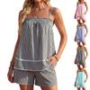 Two Piece Set Of Women's Casual Fashion Camisole, Drawstring Vest, Shorts