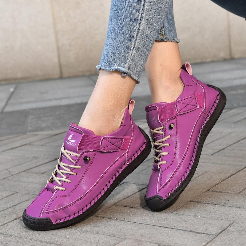 Handmade Casual Women's Shoes Ankle Boots Comfortable Slip-Resistant Breathable Shoes Elastic Strap Outdoor Walking Flat Shoes