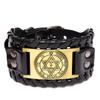 Trendy Totem Design Six-pointed Star Bracelet Men's Bracelet New Fashion Leather Woven Viking Accessorie Party Jewelry Wholesale