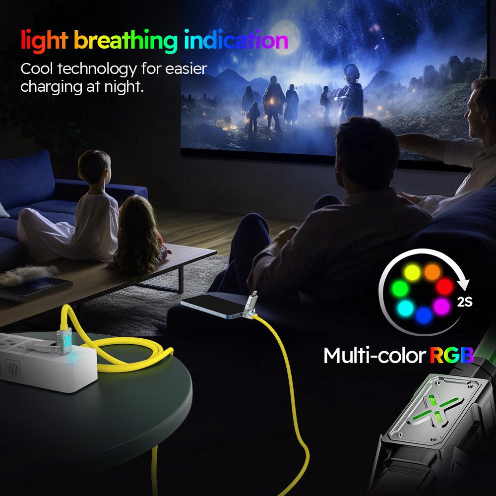 240W 4-in-1 Super Fast Charging Data Cable USB-C To Type-C Zinc Alloy Cable For Iphone Samsung Huawei Xiaomi Multi Port Multiple