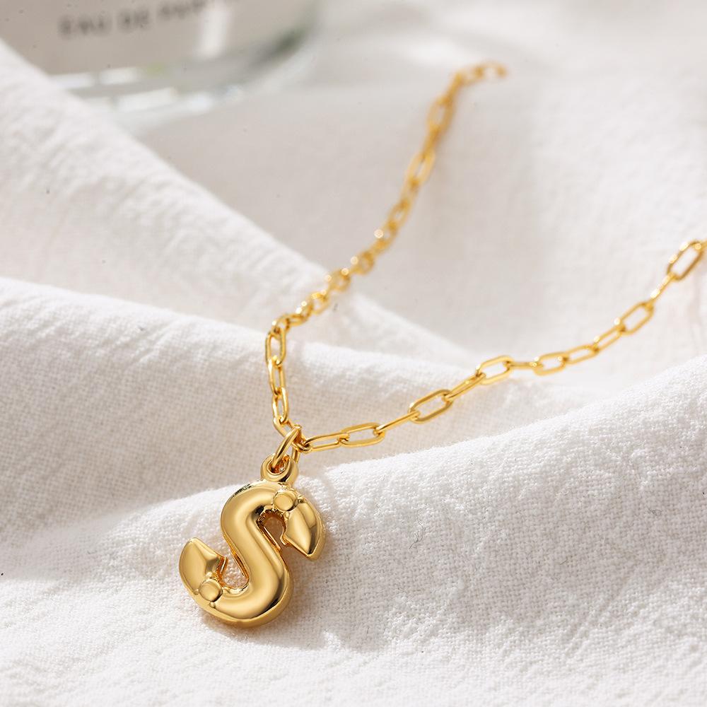 Stainless steel bubble English 26 letter necklace pendant personalized three-dimensional collarbone chain with jewelry