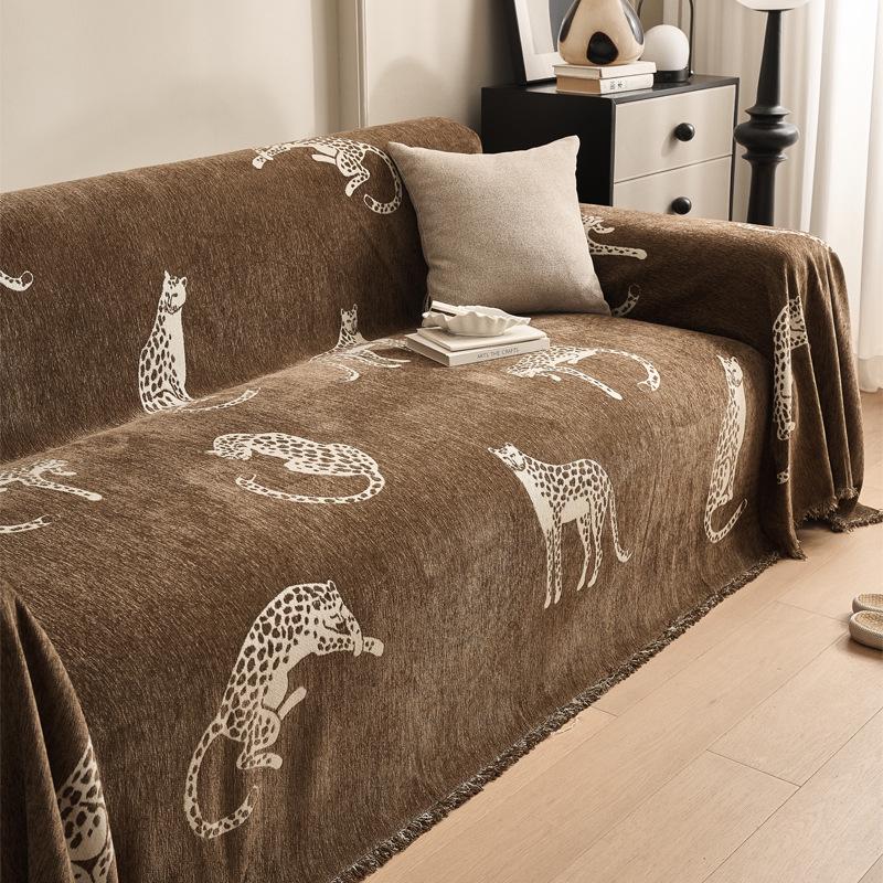 Black Modern Minimalist Sofa Cover: All-Season, Universal Fit, One-Piece Full Blanket Pad