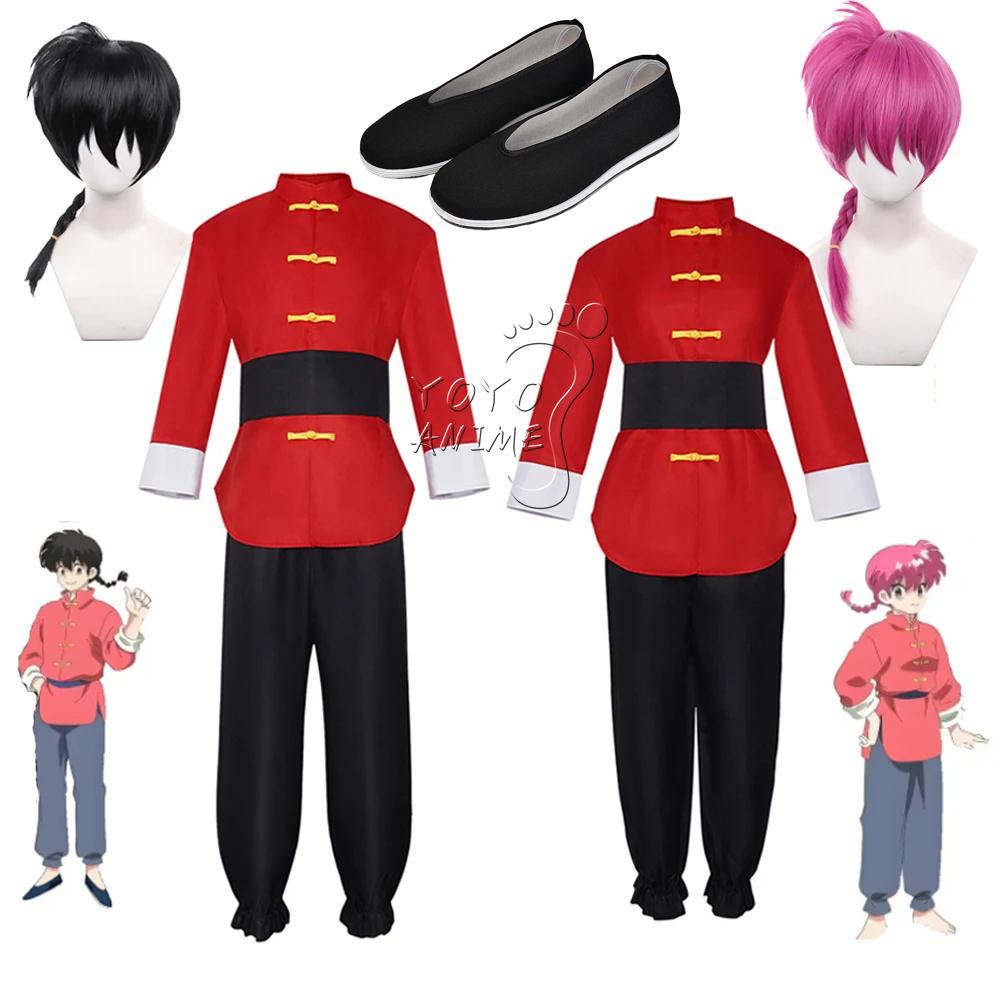 Anime Ranma 1/2 Tendou Akane Cosplay Costume Chinese Style Red Uniform Halloween Carnival Party Suit Men Women Role Play Outfits