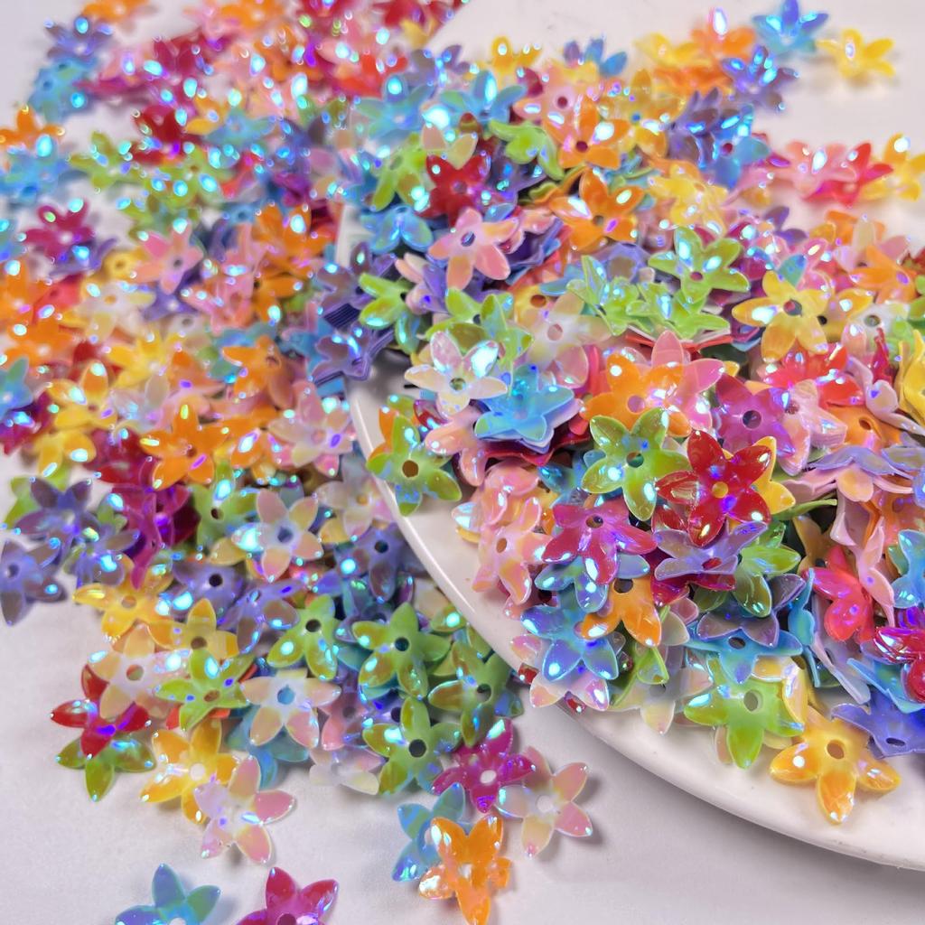 12mm Lily Flower Concave Pvc Sequins Diy Costume Dress Decorative Holographic Loose Beads 3D Floral Shoes Bag Sewing Film Sequin