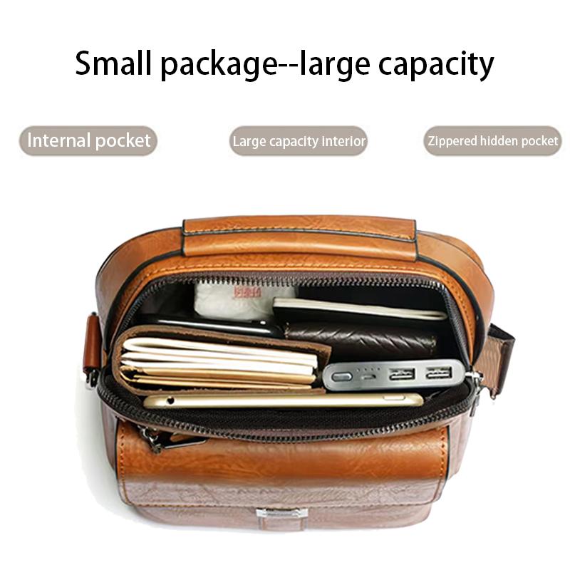 Classic Multi-pocket PU Leather Crossbody Bag Durable Retro Design Shoulder Handbag for Men Everyday Casual Wear & Business Use