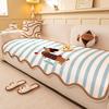 Retro Minimalist Style Sofa Cover Winter New Shaped Thickened Plush Sofa Cover Fixed Anti Slip Straight Row Sofa Sitting Cushion