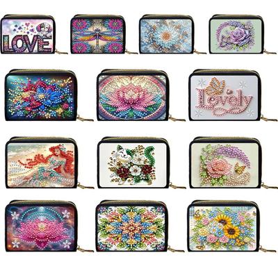 Kit Portacarte Artistiche Pittura Diamante Fai da Te Chiusura a Zip Pittura Diamante 5D Borsa Porta Carte Portatile